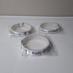 Lot Of 3 White And Blue Body Of Christ Bracelets
